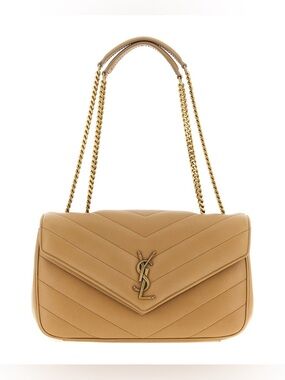Beige medium bag with gold chain